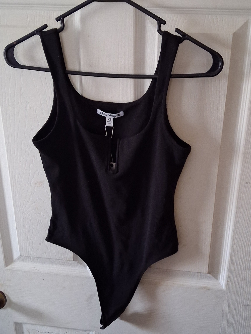 Steve Madden - Women's Black One Piece Snap On Thong Bodysuit. Size XS. NWT